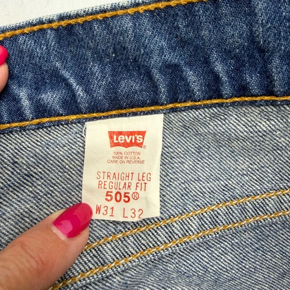 Vintage Levis 505 Orange Tab Jeans Mens Fits 29x28 Made In USA 90s Hemmed